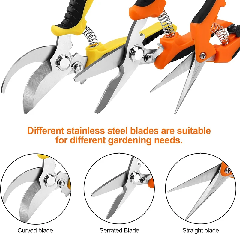 2 3PCS Pruning Shears Garden Shears Set Stainless Steel Pruning Shears For Clippers Gardening Tools Scissors with Soft Grip Hand