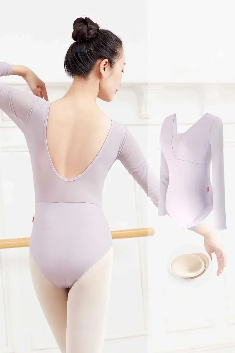 Justaucorps dos nu à col en V pour femmes, justaucorps de danse, maillot de bain de ballerine adulte, vêtements de ballet élégants, pratique du yoga et de l'aériste