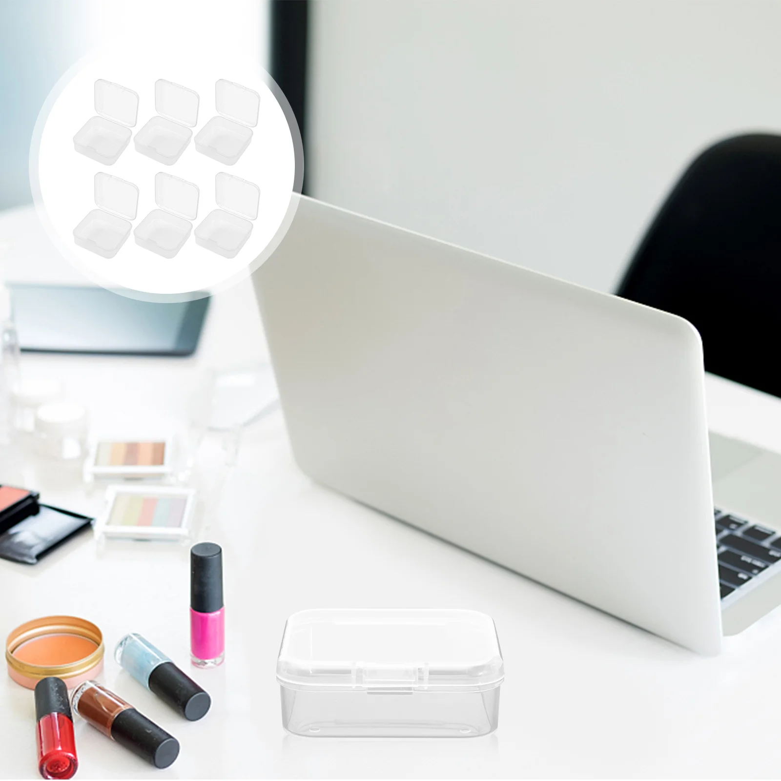 

6pcs Jewelry Storage Box Transparent Nail Art Case For Earrings Necklaces Brooches Fishing Hooks Nails Sequins Travel