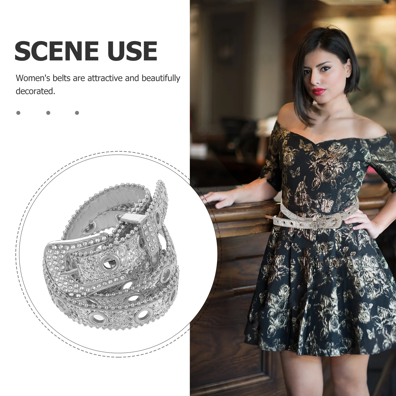 

Women's Rhinestone Dress Waist Belt Adjustable Waistband Party Banquet Wedding Elegant Belt for Women Dresses Pants