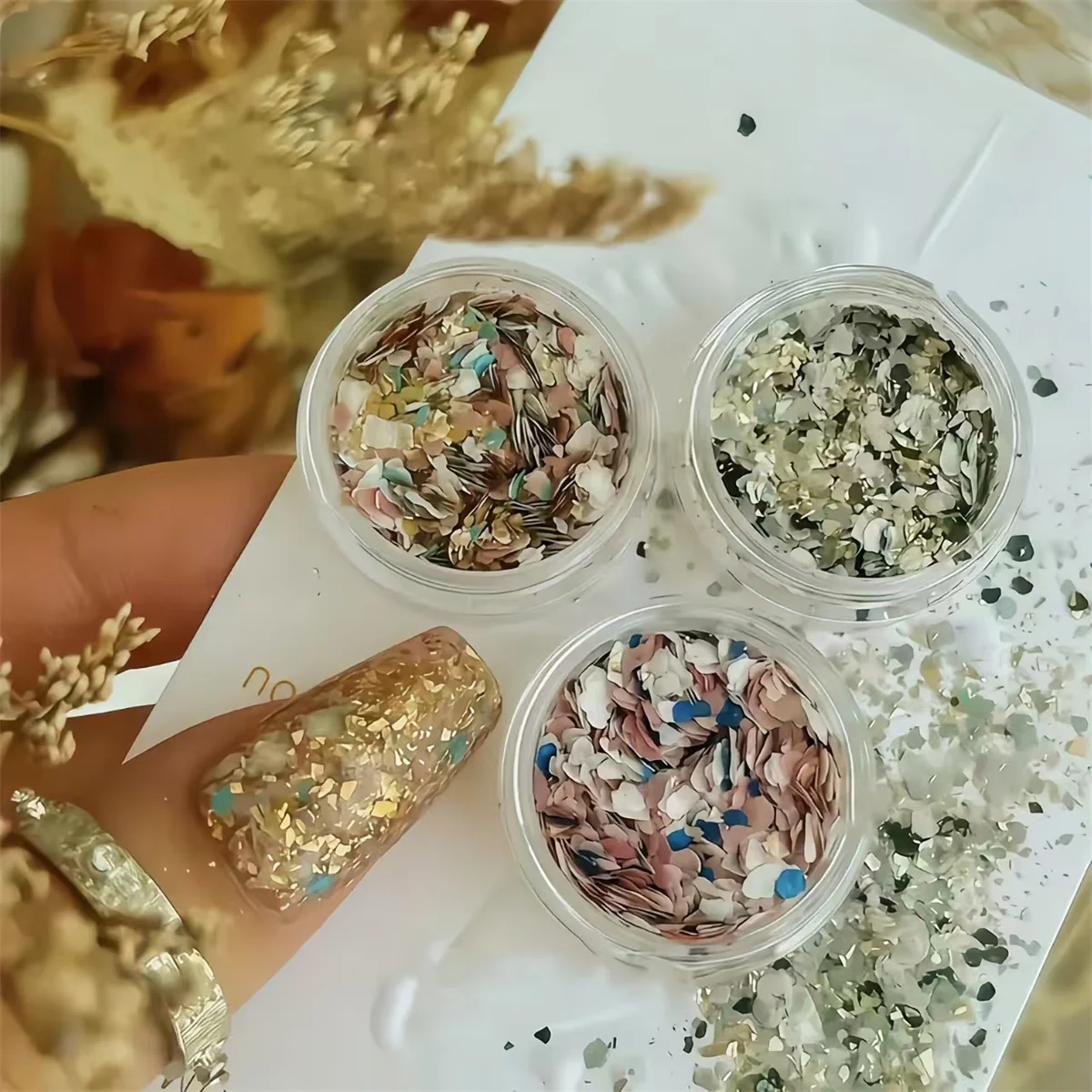 

1 шт., порошок для ногтей, платиновая фольга, декоративный аксессуар, подвеска для ногтей, художественное творчество, повседневные вечеринки, фестивали, японский корейский стиль