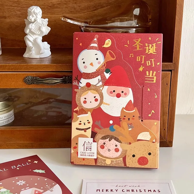 

30 Pcs/Set Romantic Jingle Bell Postcard - DIY Christmas Tree Santa Claus Greeting Cards Holiday Gift