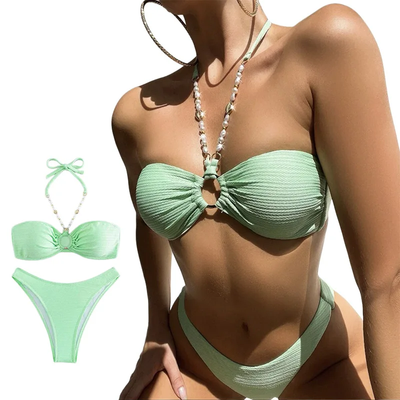 

Women's Sexy Print Bikini Set Two Pieces Stylish Hollow Out Swimwear Girl Sweet Summer Beachwear Lovely Bathingsuit