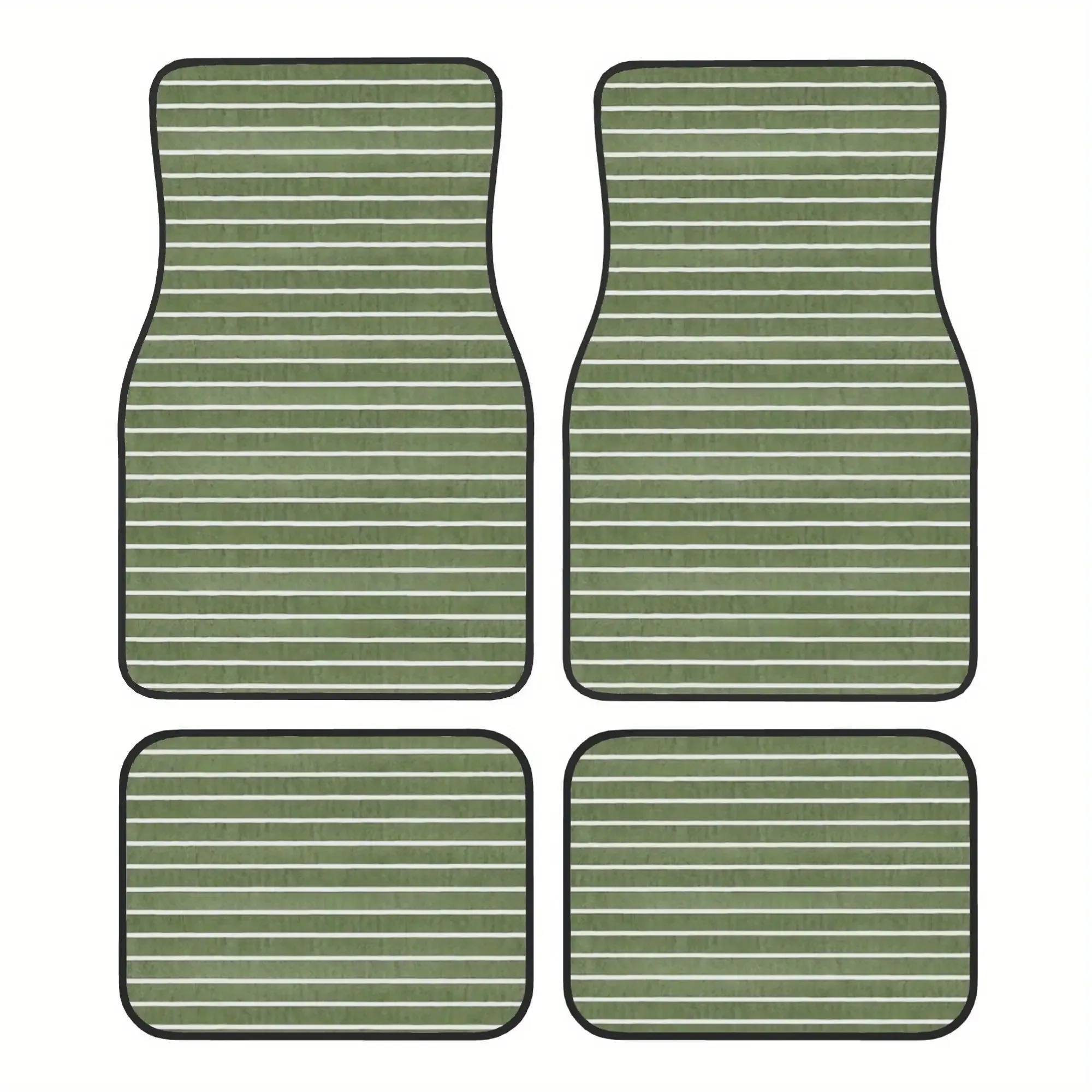 Interior Design Warm - Warm Green Stripes Car Floor Mats(4pcs)-