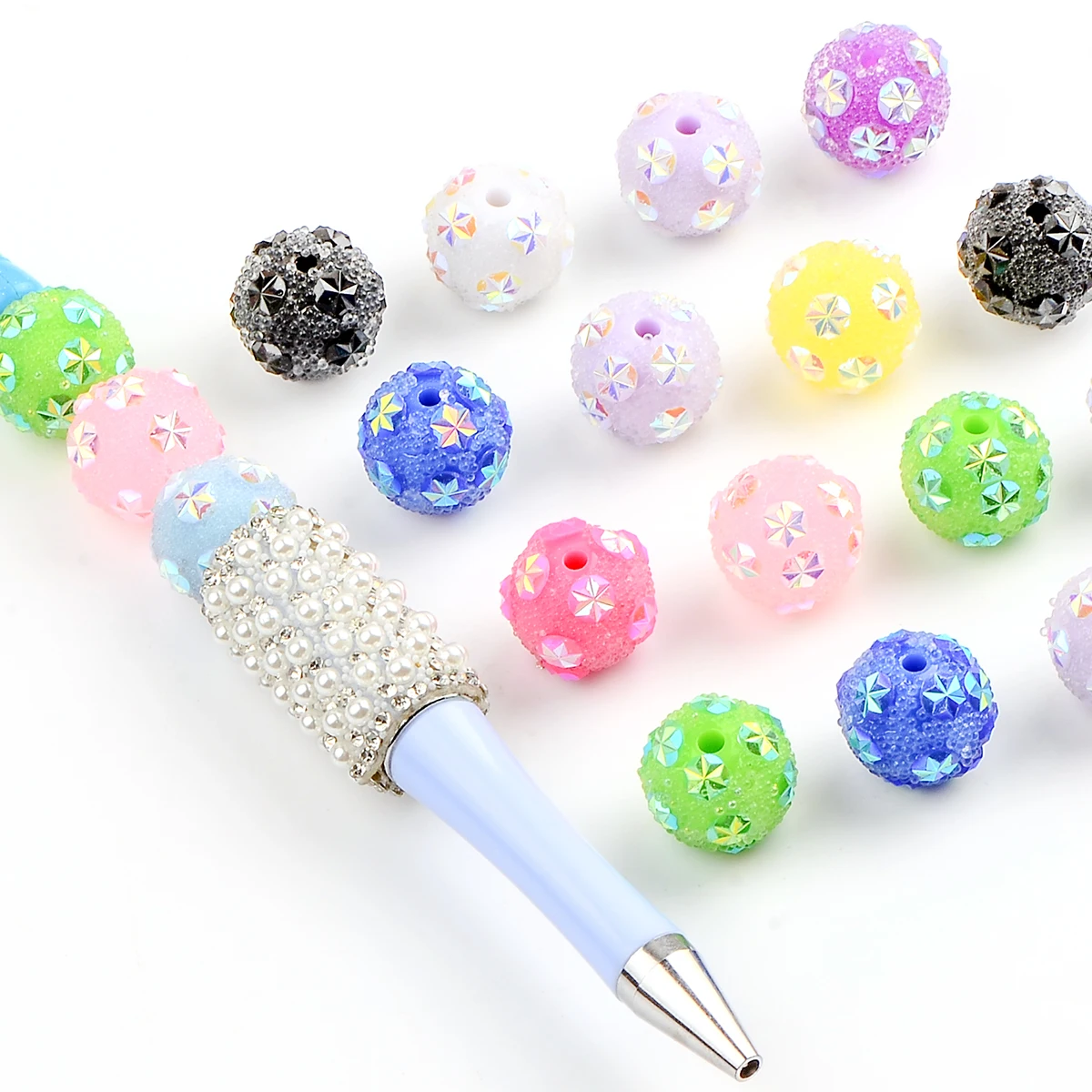 10pcs Solid color hand-paint acrylic round bead for jewelry make charm DIY Bracelet Necklace Accessory Fashion loose spaced bead