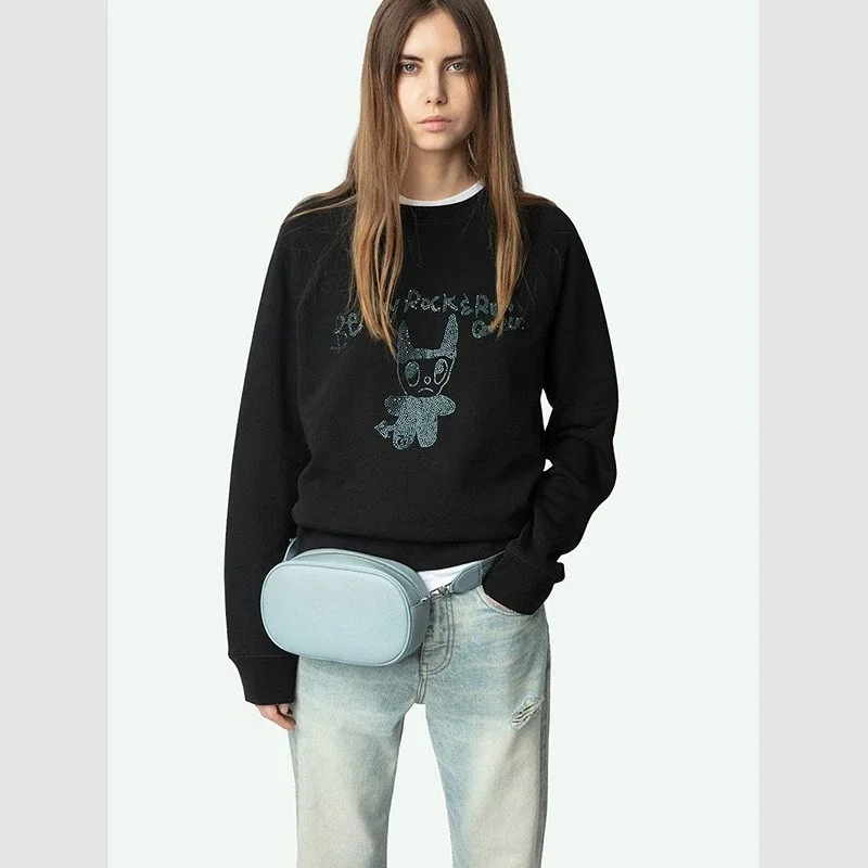 25 ربيع جديد الفرنسية المتخصصة الكلاسيكية ليتل مونستر الساخن الماس الأسود خشنة كم المرأة طاقم الرقبة سترة