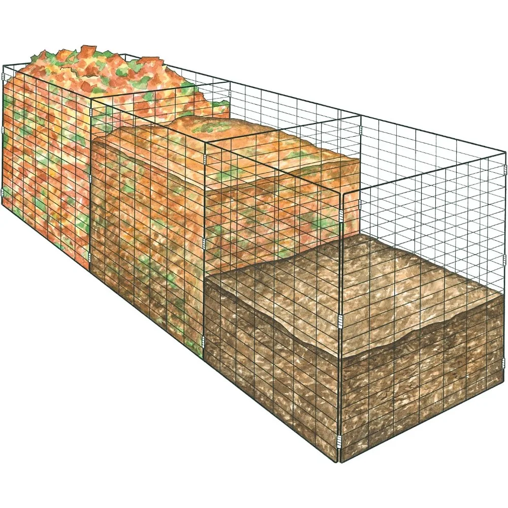 3 Wire Compost Bin Composter | Heavy Duty Metal Outdoor Compost Piles Bins with Open Frame Design for Good Aeration