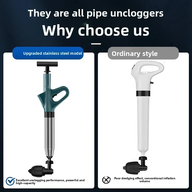 Manual Pressure Pipe Unclogger Drain Dredging Tool for Toilet Sink Bathtub Kitchen Sewer Blockage Cleaner