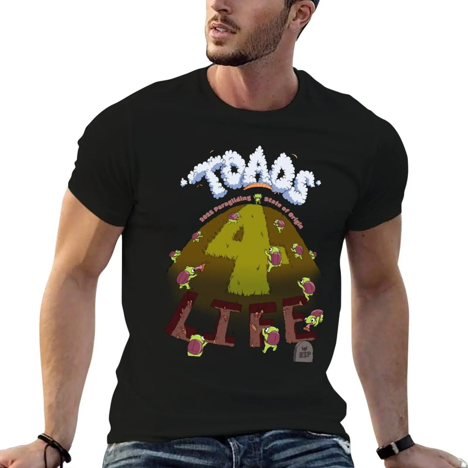 2025 Queensland Cane Toads - Paragliding State of Origin T-Shirt vintage t shirts vintage Men's t-shirt