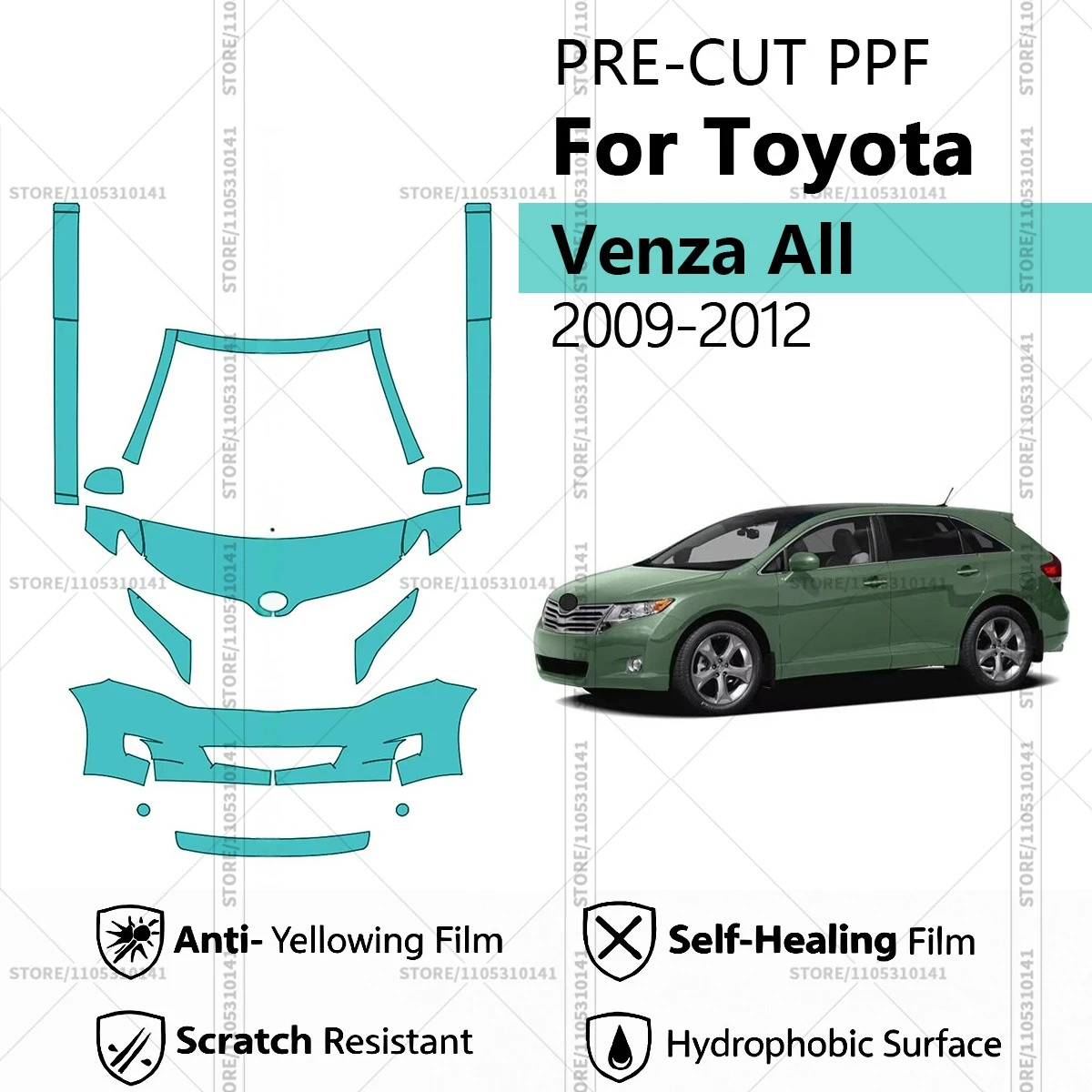 

Предварительно нарезанная прозрачная защитная пленка PPF для автомобиля, комплект для передней части - защита порогов для Toyota Venza, все модели 2009-2012 годов