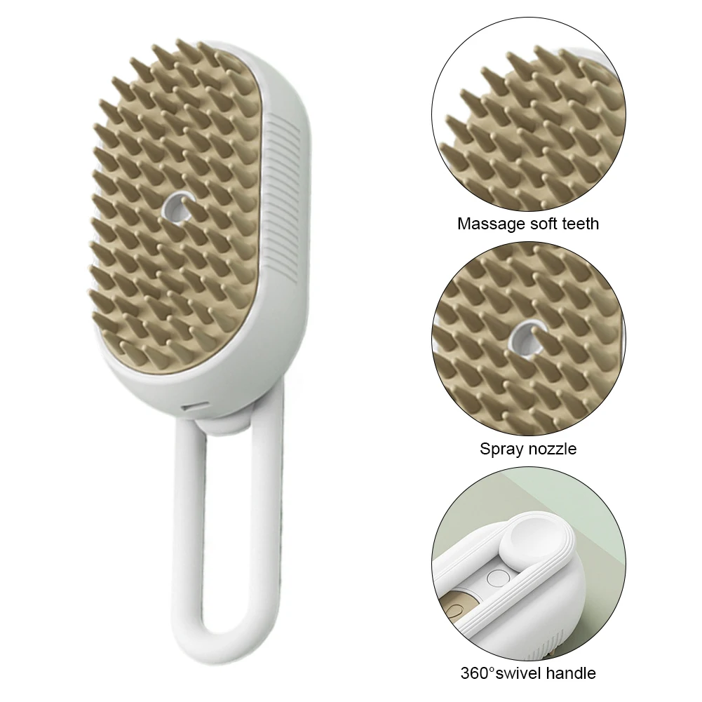 Rechargeable Steam Cat Dog Grooming Comb With Electric Water Spray Curry Comb Dog Cat Massage Brush for Short Long Haired Pets