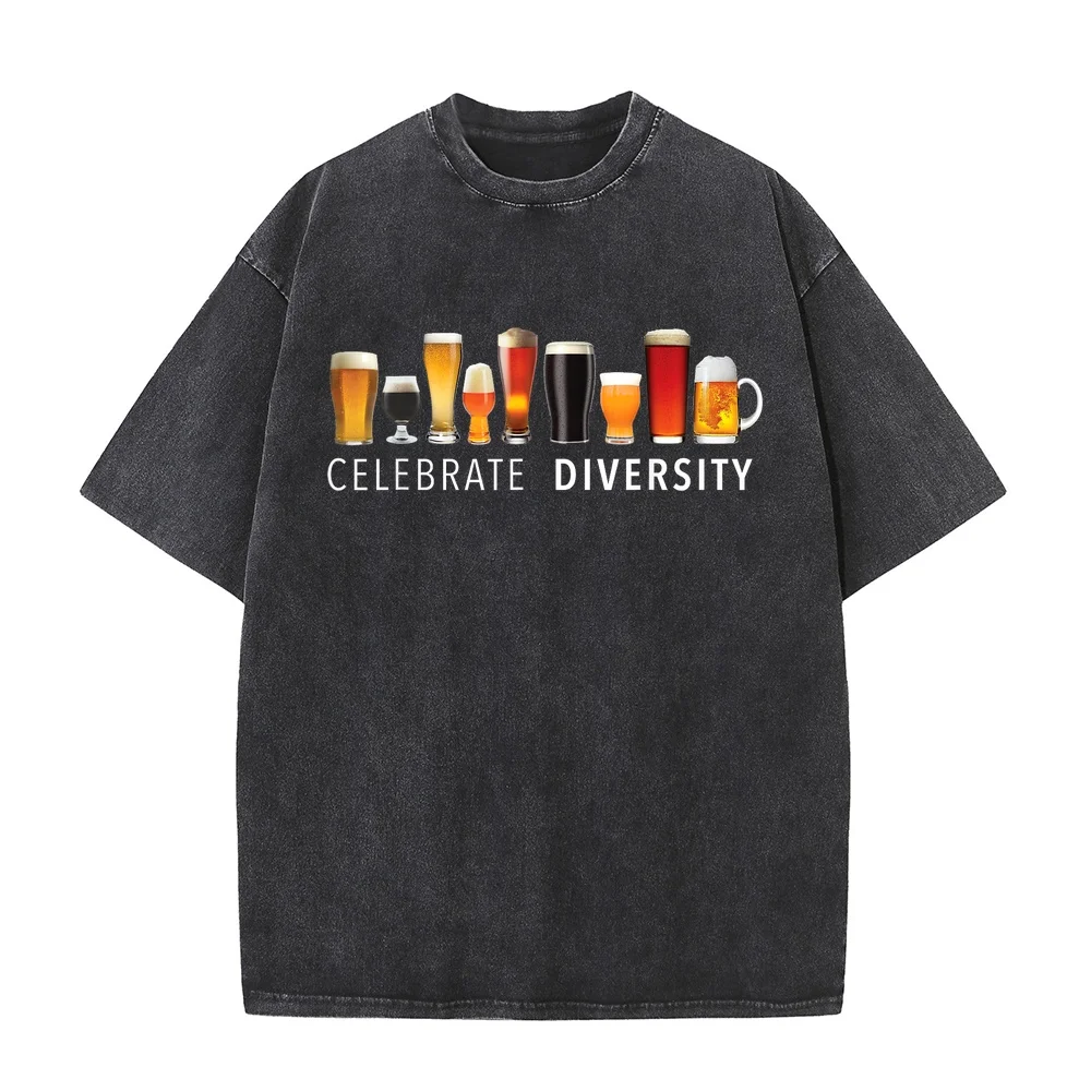 Celebrate Diversity Craft Beer Drinking T-Shirt Белая T Versatile Printed Shirt Casual Tee Summer Top Humor Men Graphic Funny