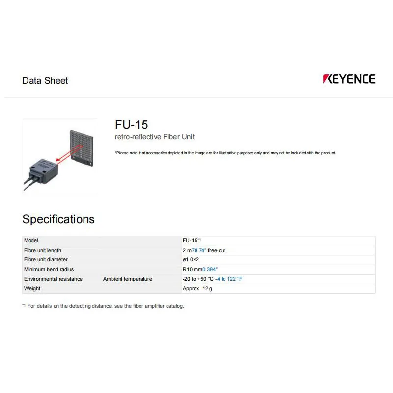 FU-15 New Original KEYENCE Diffuse Reflection Optical Fiber Sensor