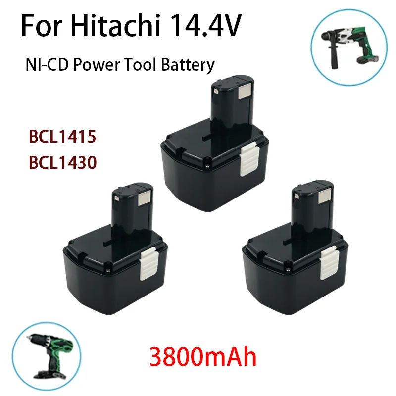 

Сменный аккумулятор для электроинструмента 14,4 В NI-CD 3,8 Ач для Hitachi BCL1430 CJ14DL EB1414S DS14DL DV14DL BCL1415, аккумуляторная дрель NI-MH