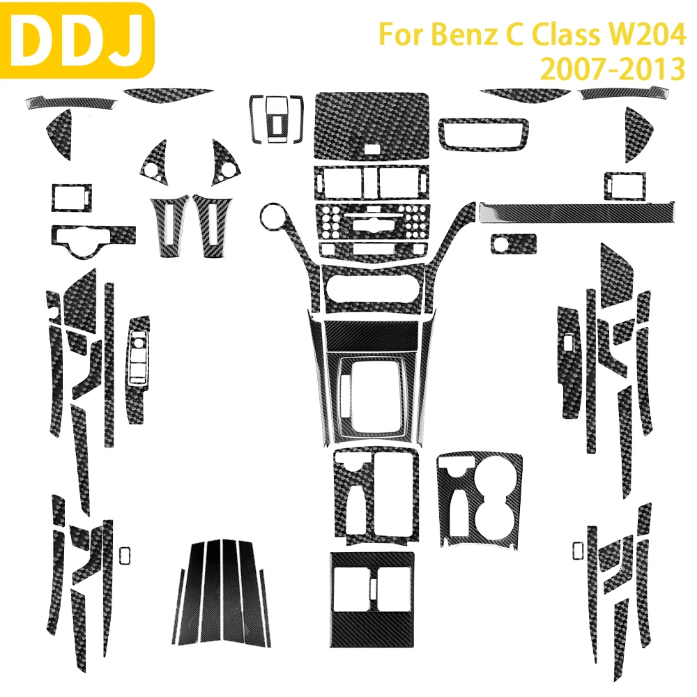 For Mercedes Benz C Class W204 2007 2008 2009 2010 2012 2013 Accessories Carbon Fiber Car Interior Gear Door Lift Trim Sticker