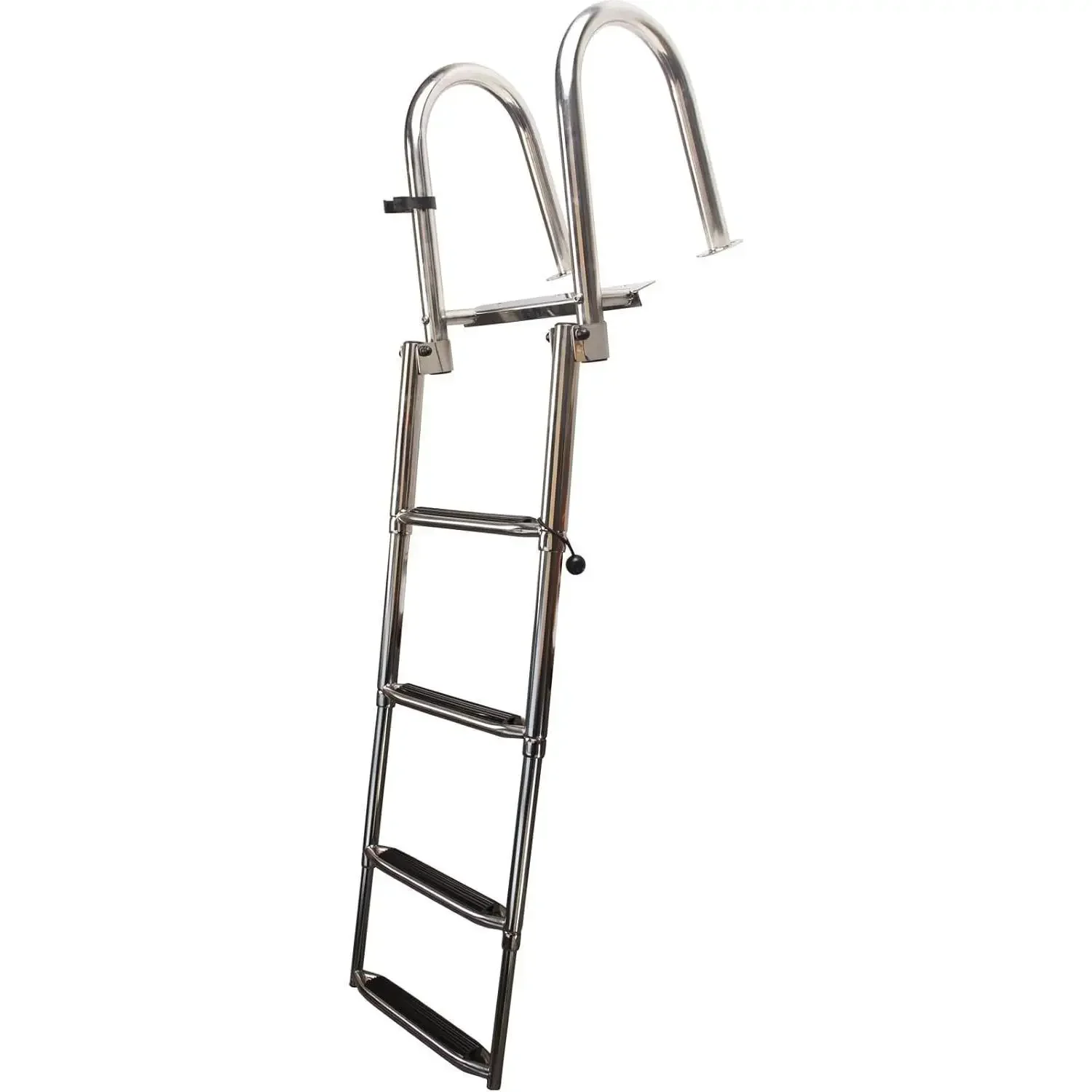 Escalera de muelle telescópica de acero inoxidable de 4 escalones para barcos pontón, capacidad resistente de 600 libras, escalera de natación de entrada trasera plegable