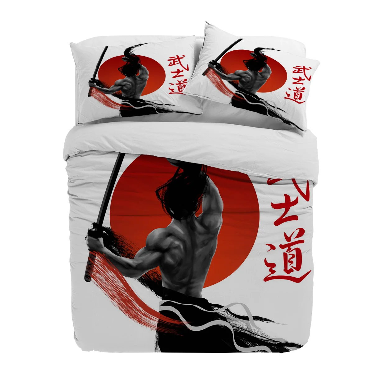 Japan Warrior Sword Bushido 3pcs Duvet Cover Set with Pillow Case Double Comforter Bedding Set Quilt Cover Couple Bed