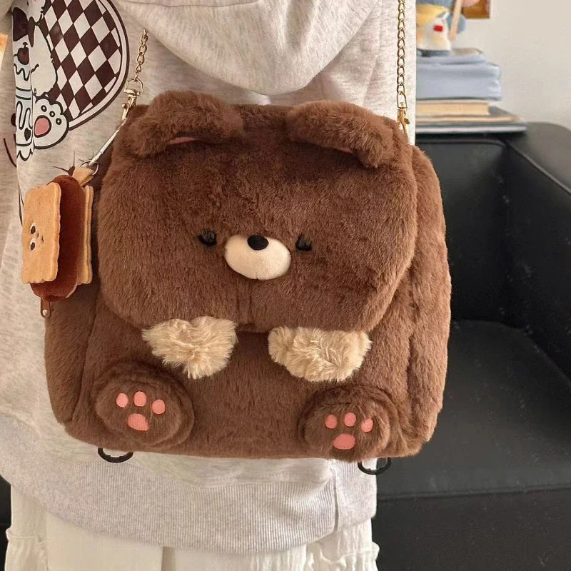 Mochila japonesa de dibujos animados, bolsa de almacenamiento de gran capacidad, mochila escolar, bolso cruzado para estudiantes, Kawaii, oso de