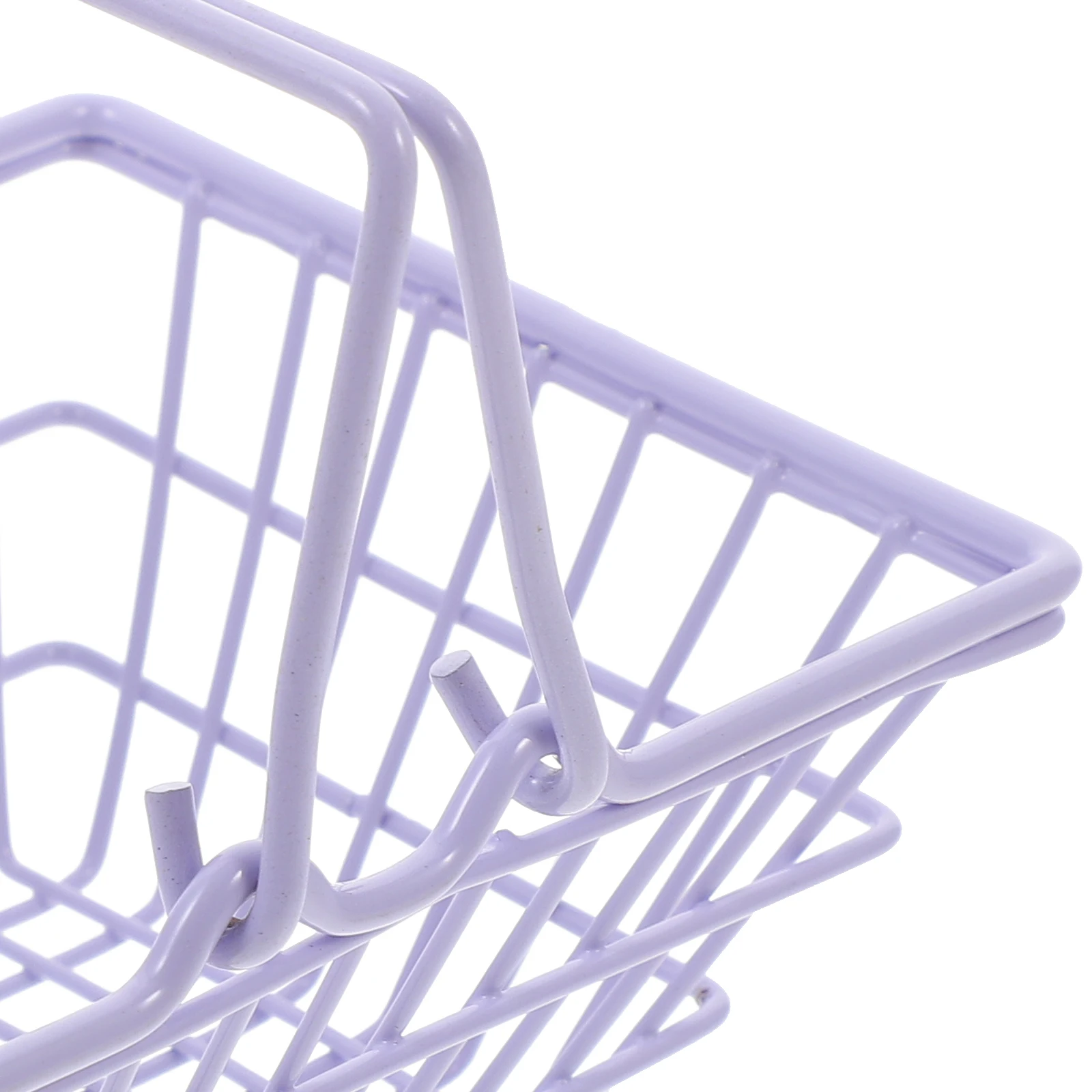 

Lightweight Mini Shopping Basket Portable Iron Storage Bins Handles Bathroom Kitchen Office Organizer Desktop Sundries Basket