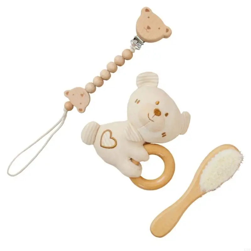 

Baby Soothing Bracelet and Dummy Clip & Brush Pacifier Chain Holder Teether Brush for Infant Toddlers Teether Toy