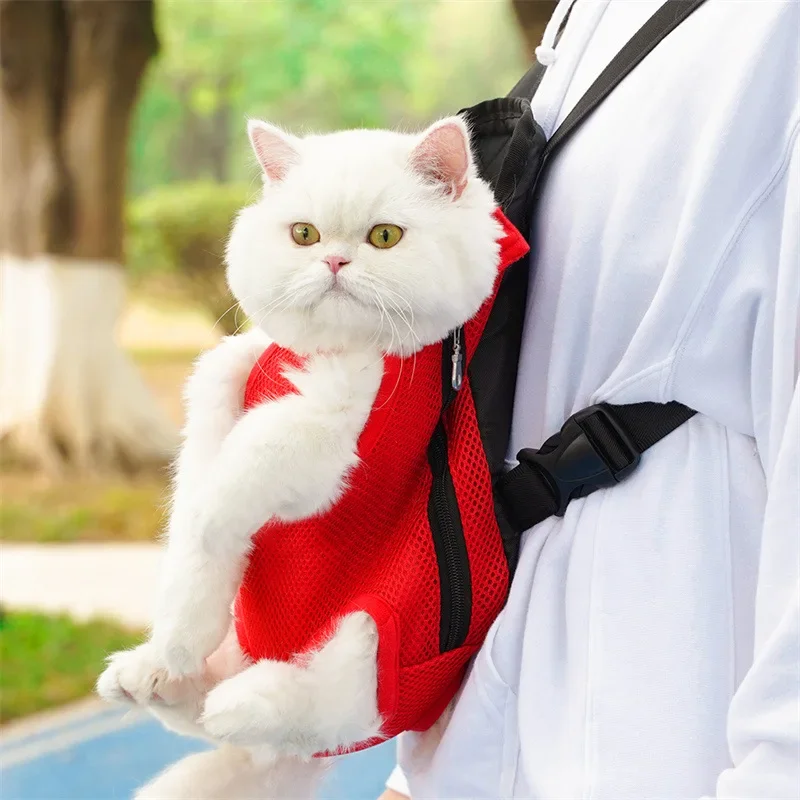 1×Haustier-Tragetasche Rucksack für Hunde und Katzen, Frontträger mit Beinauslass-Design, atmungsaktives Netzgewebe, verstellbare, freihändige Tasche für kleine Hunde und Katzen auf Reisen – Detail 8