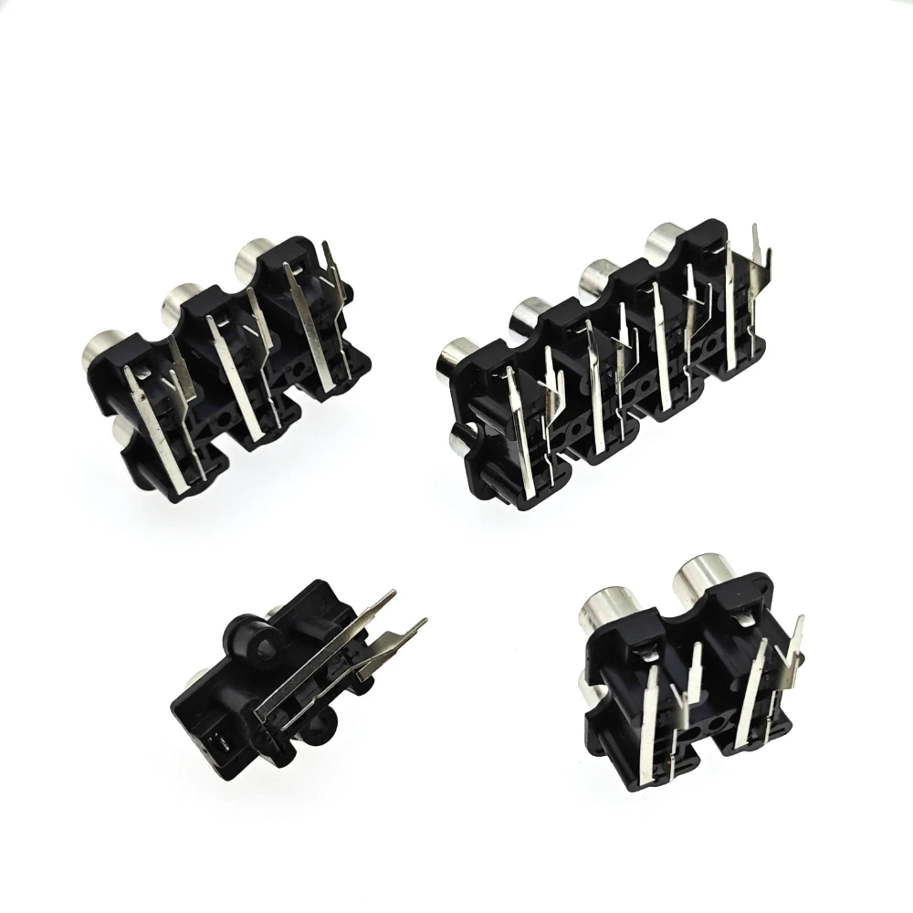 5pcs 2/4/6/8 Hole Rca Female Stereo Audio Jack Av Audio Input Socket Connector Lotus Row Amplifier Interface Signal Connection