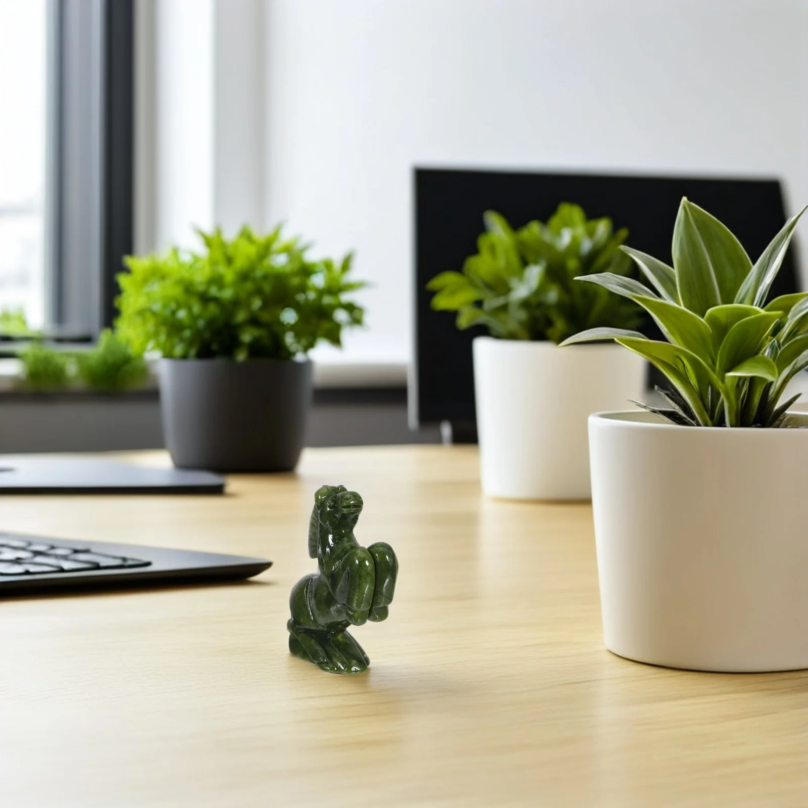 

Jade Horse Statue Jade Hand-Carved Smooth Texture Feng Shui Office Home Prosperity Ornament Sculpture 2026 Zodiac Sign