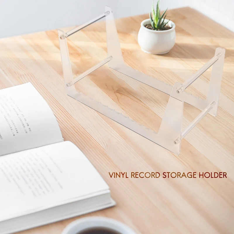 Clear Vinyl Record Stand Holder For Desktop Album Storage, Acrylic Vinyl Record Shelf Display 50 Lps