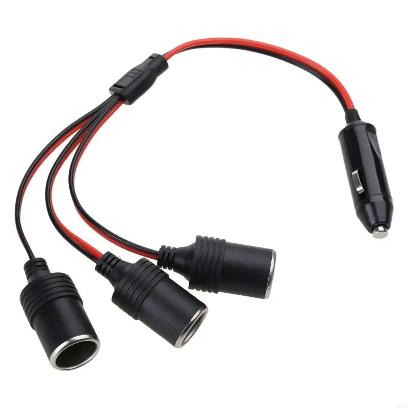 Z4T 1 to 2/3 Car Cigarette Adapter 1 Male to 2-Way 3-Way Female Socket Splitter 12-24V 30CM Extension Cord