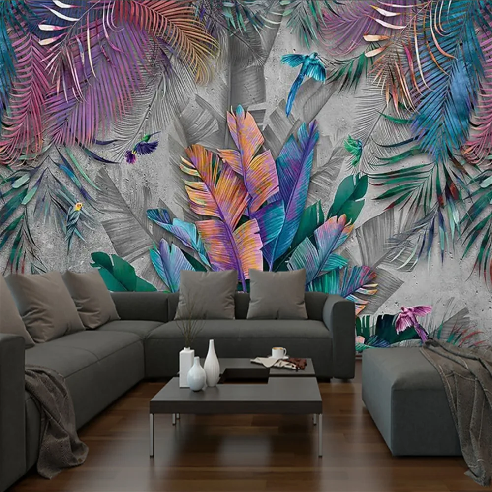 custom wallpaper 3d mural Southeast Asian tropical plants flowers and birds wallpapers TV Background Living Room Home Decoratio