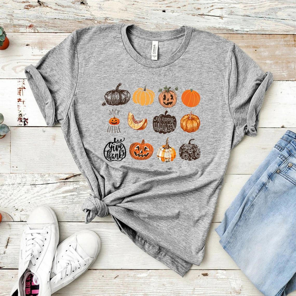 Fall Harvest Pumpkins Jack O Lantern Unisex T-Shirt Women\'s Fall Gift Halloween Shirt Harajuku Graphic T Shirts Cute Tees Tops