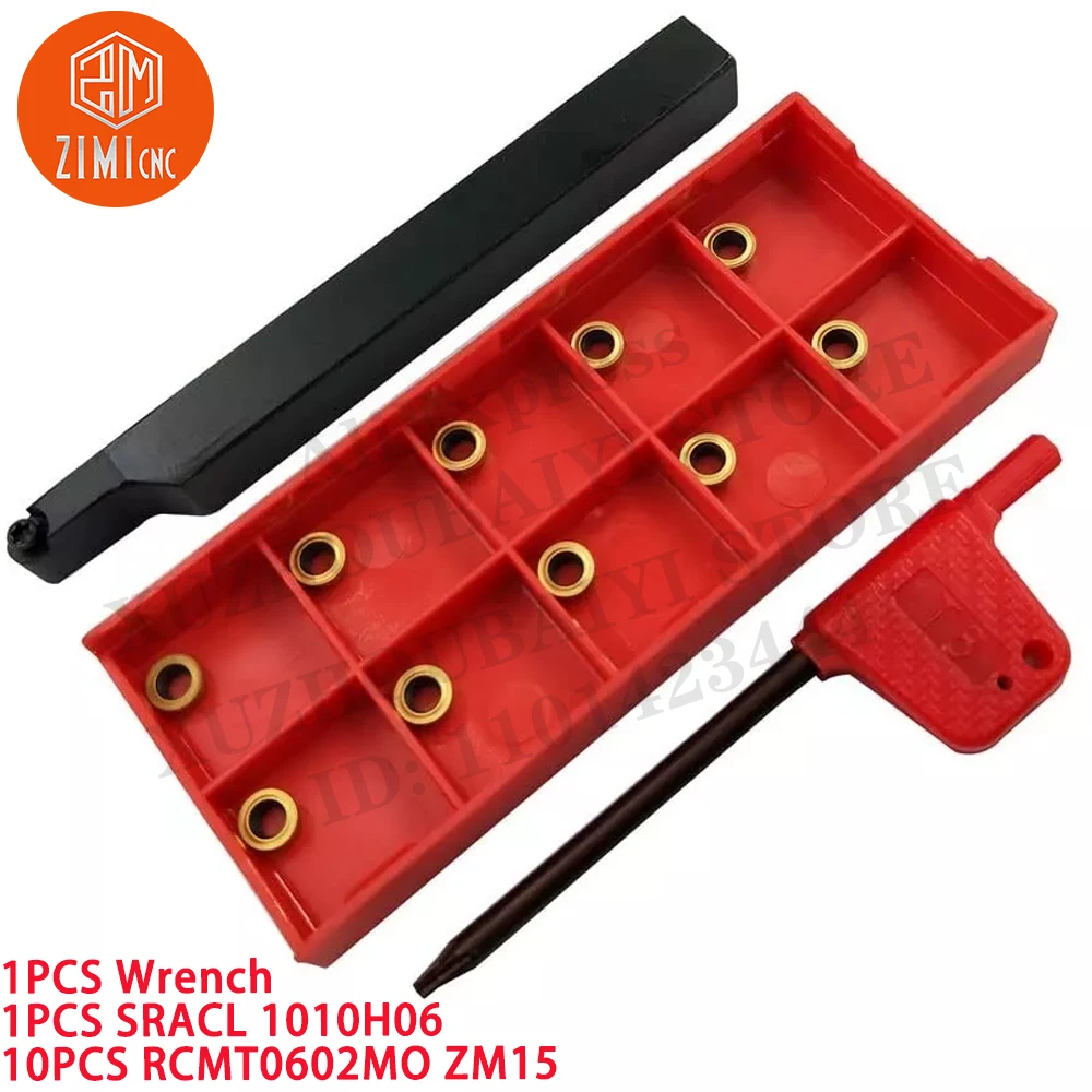 1PC SRACL1010H06 Turning Tool Holder Indexable Boring Bar + 10PC RCMT0602 Carbide Inserts CNC tool metal mechanical cutting tool