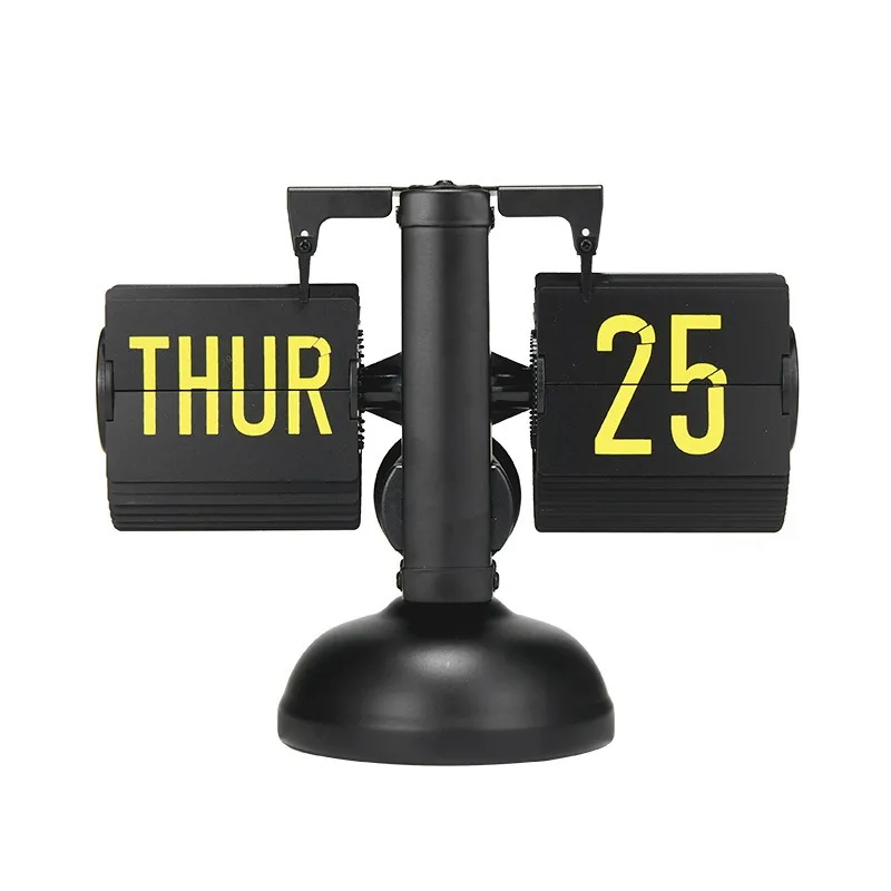 Classic Automatic Page Turning Flip Clock, Vintage Mechanical Table Calendar Time Switched Clock, Unique Decorative Desktop Gift