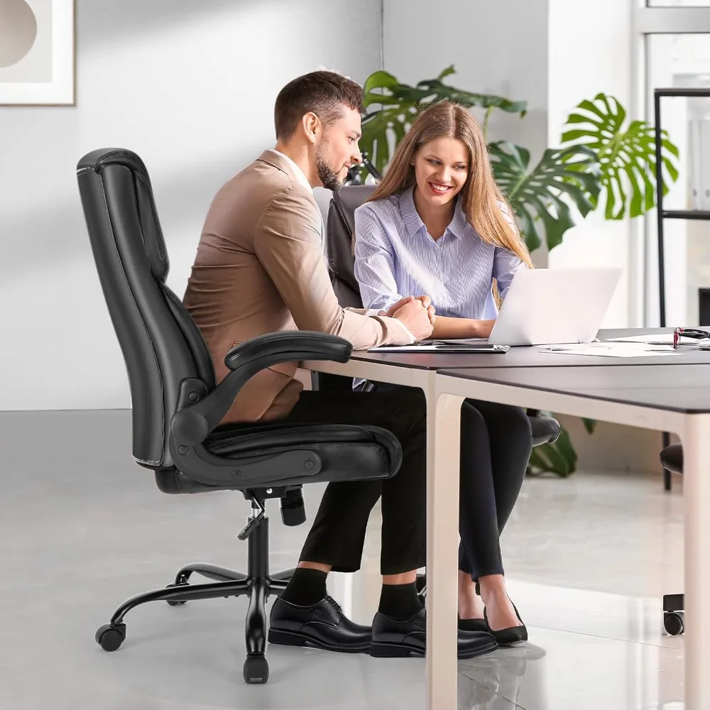 Ergonomic Adjustable Computer Desk Chairs with High Back Flip-up Armrests, Swivel Task Chair with Lumbar Support
