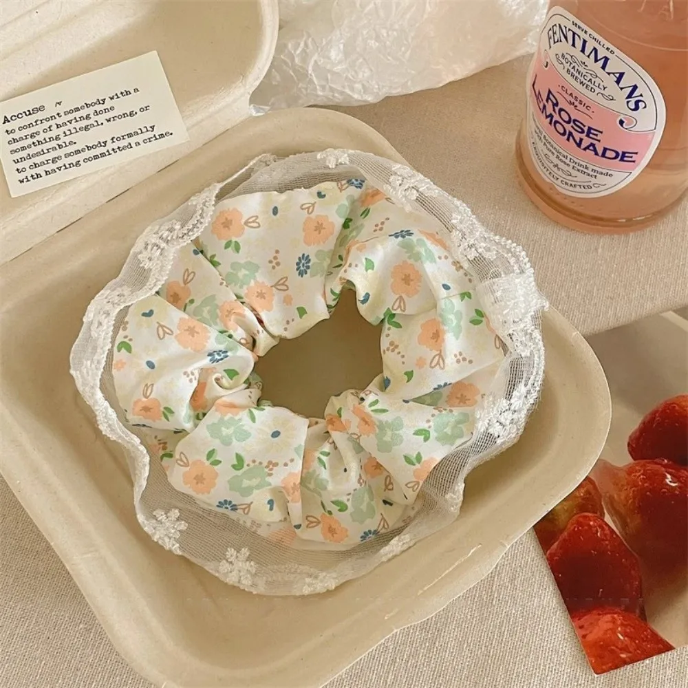 Fashion Cotton Floral Scrunchies Rubber Accessories Elastic Hair Rubber Band Sweet Headband