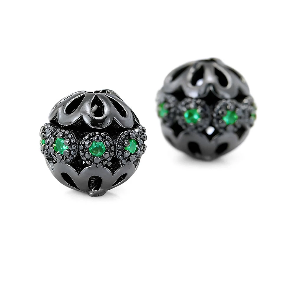 Gun Metal Black Color Brass and Zircon Ball Spacer Beads Bracelets Beads High Quality Diy Necklace Earrings Making Accessories