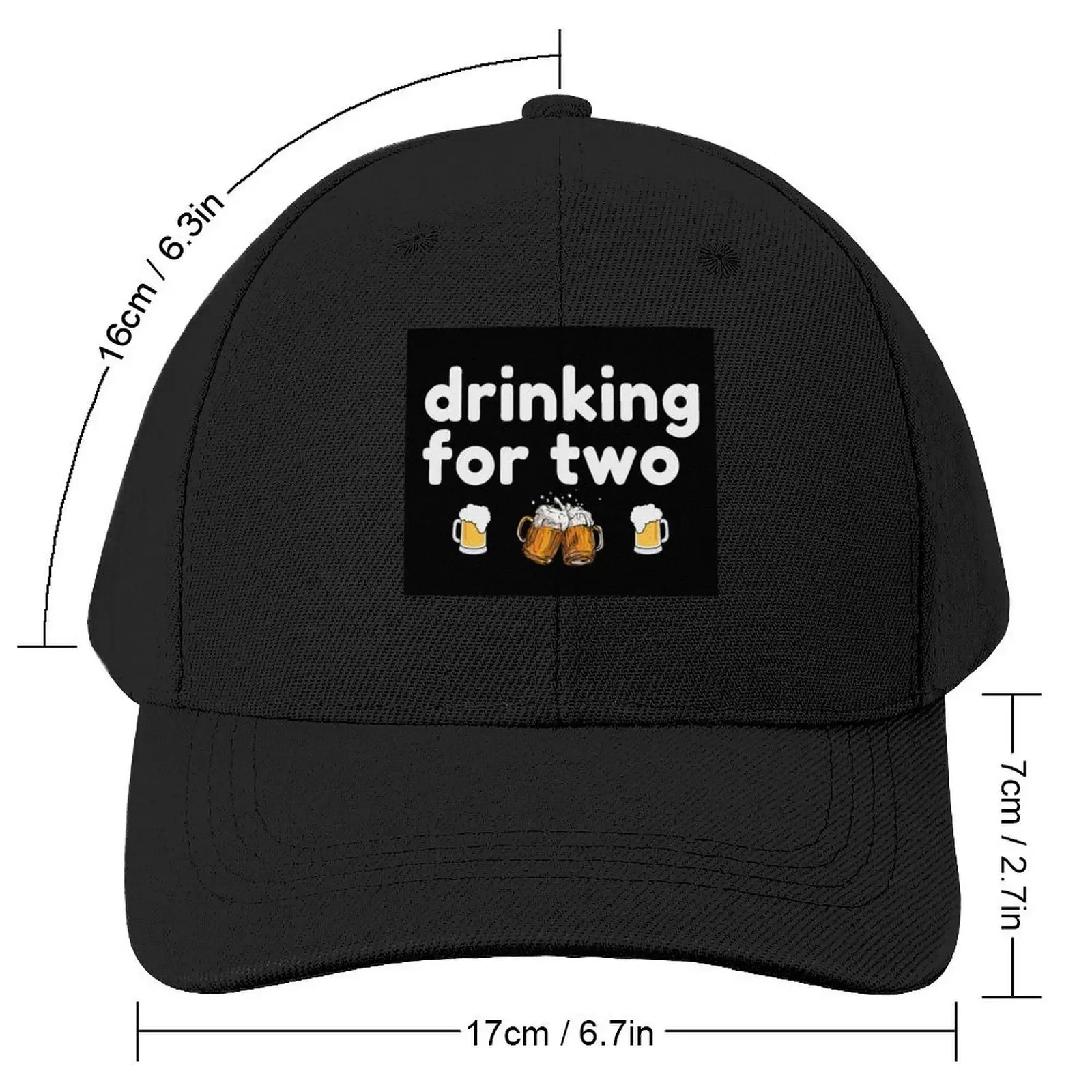 Drinking For Two Funny Classical T shirt Black on White Baseball Cap Snap Back Hat Uv Protection Solar Hat Women Men's