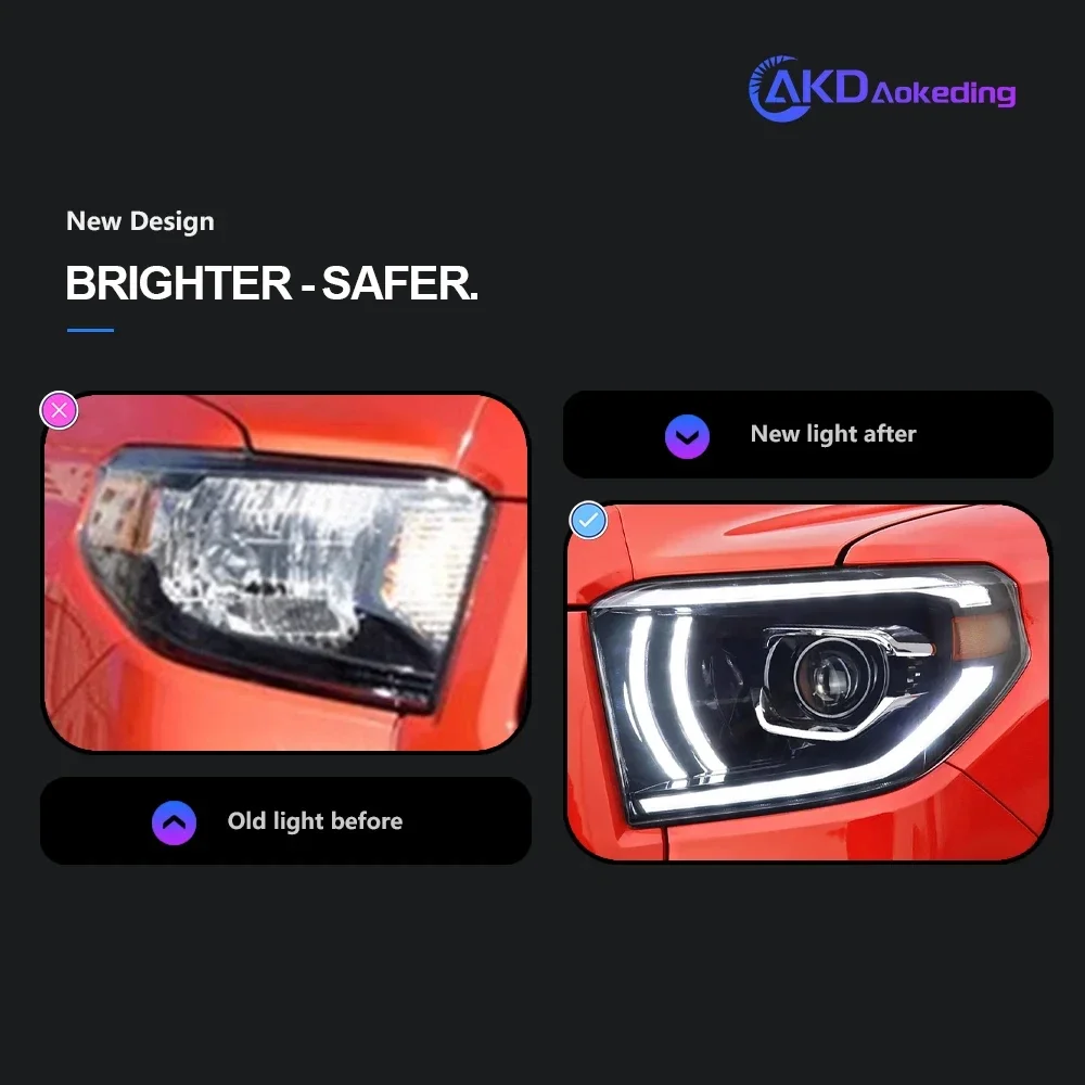 Car Lights For Toyota Tundra LED Headlight 2014-2019 Headlights Tundra DRL Turn Signal High Beam AngelAccessories