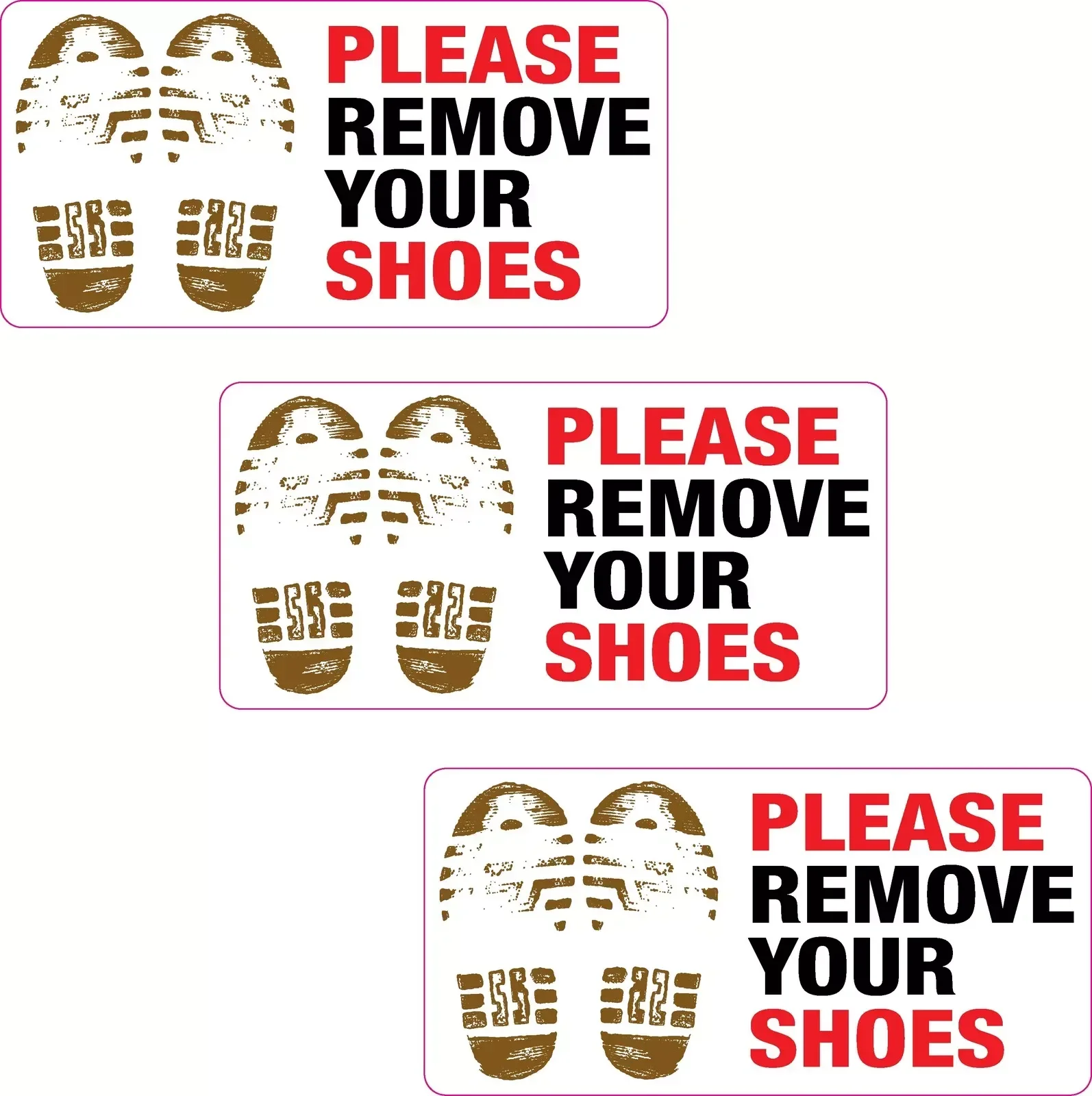 3Pack 100x50mm Please Remove Your Shoes Sticker For Car Wall Home Window Mosque Gym Pool