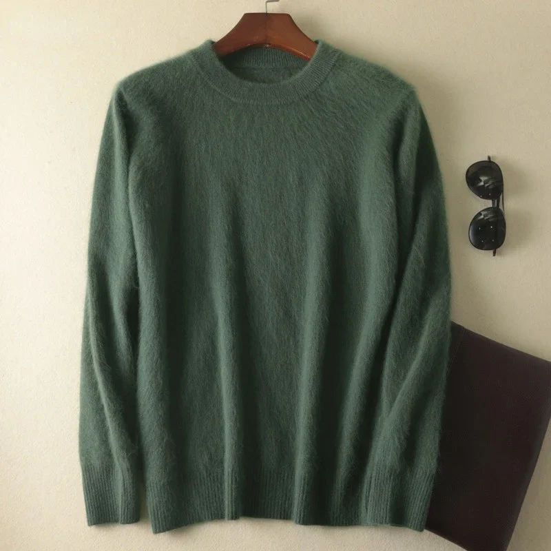 Men's 100% Pure Mink Cashmere Sweater O-neck Pullover Knitted Large Size Mink Sweater Winter New Top Long Sleeve High End  Men