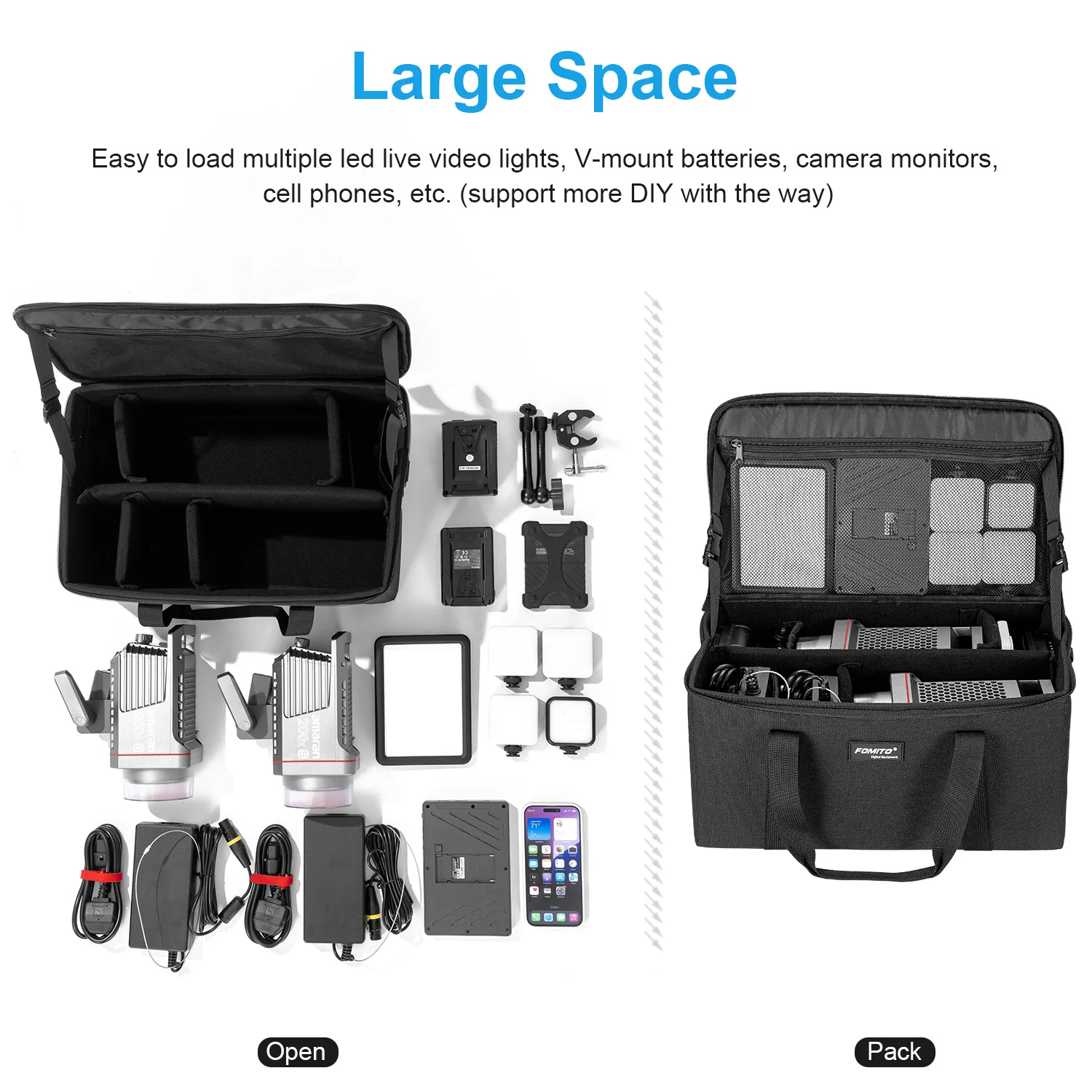 FOMITO Kameratasche, Umhängetasche, faltbare Aufbewahrungstasche, kompatibel mit Nikon, Canon, Sony, SLR/DSLR-Kameras, wasserdicht