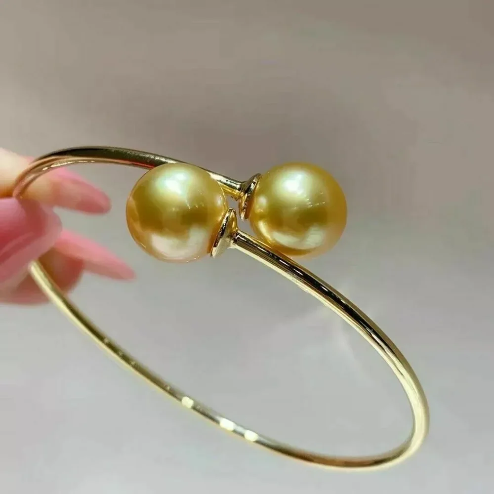 

Bestselling AAAAA Giant 10-11 mm Round Nanhai Gold Pearl Bracelet 925S 9-10mm