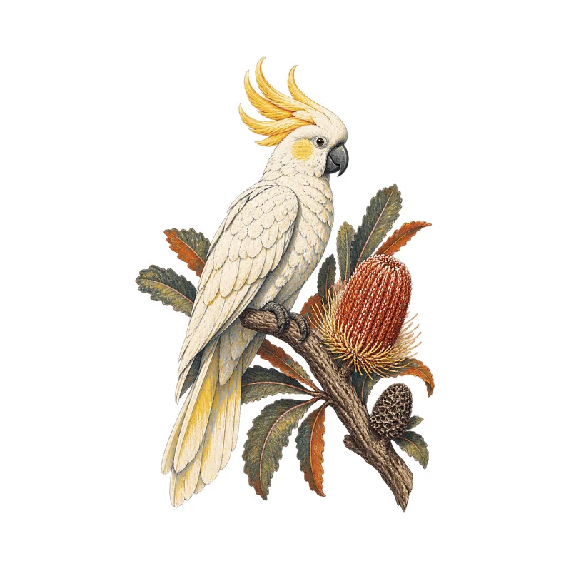 Crested Cockatoo Floral Car Decal, Waterproof Sun Resistant Printed Vinyl Decal for Car Truck SUV Window and Body Decoration