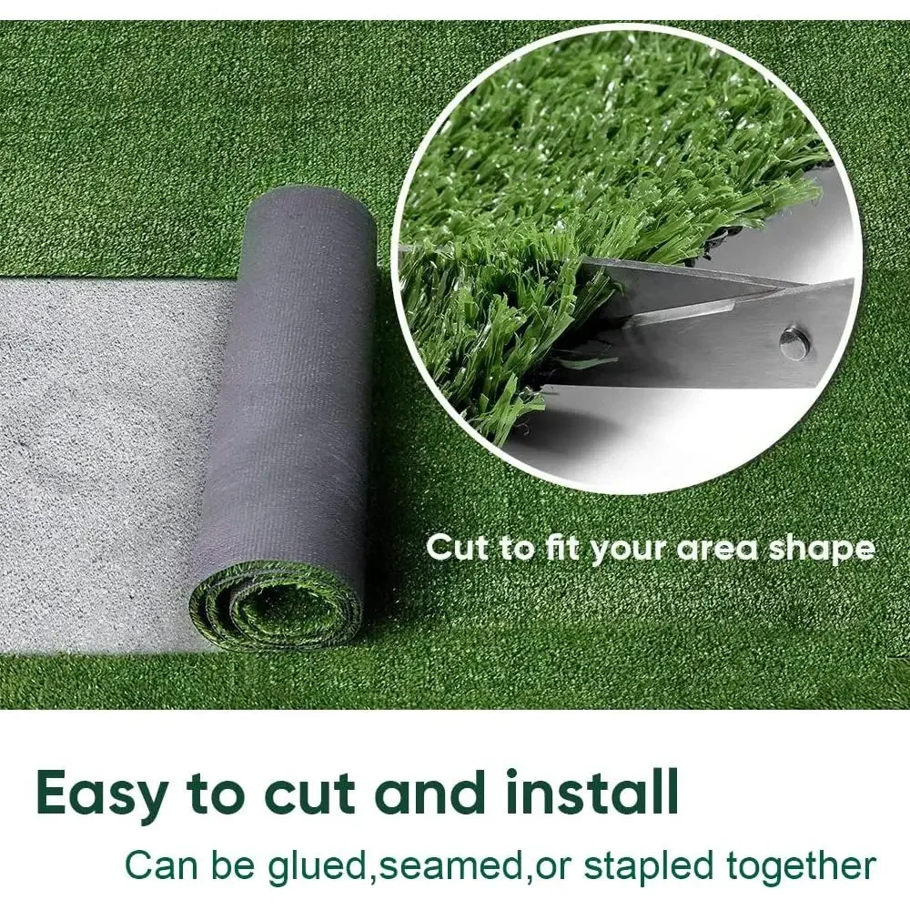5x11ft Artificial Grass Turf, Pet-Friendly Synthetic Lawn for Indoor and Outdoor Use, Drainage Backing, 0.4in Pile Height