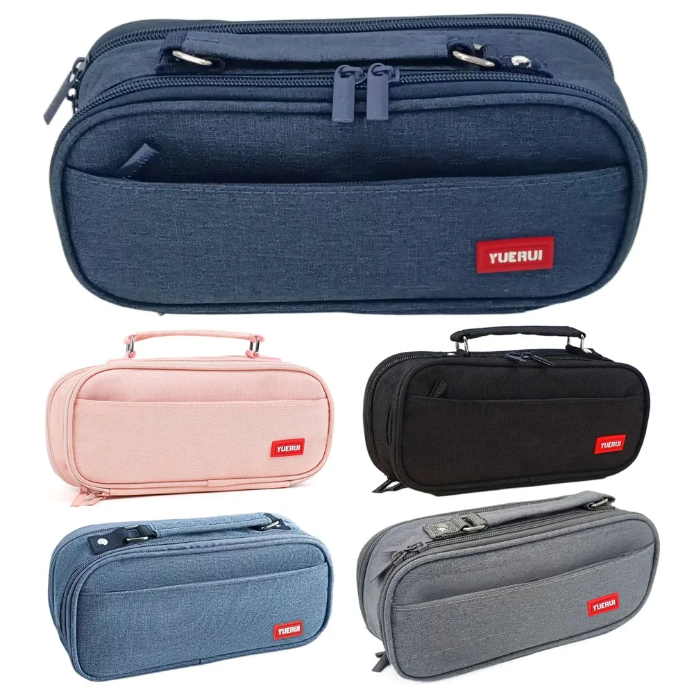 

Simple Multi Layer Partition Pencil Case Handheld Large Capacity Stationery Bag Waterproof Thickened Pen Bag