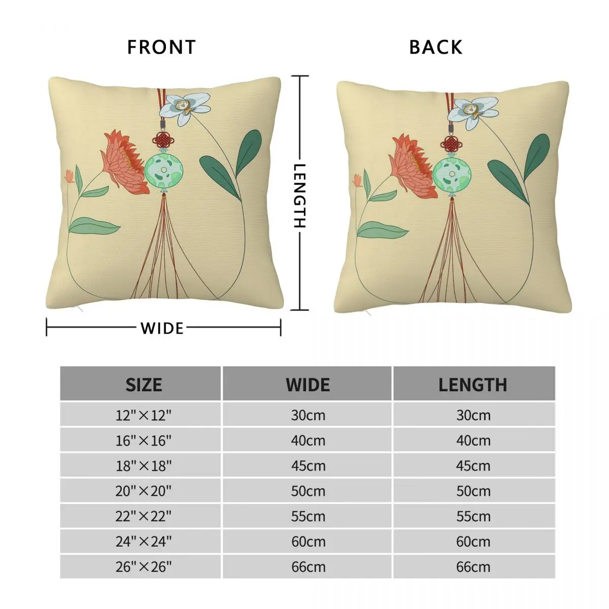 Grow Together Chinese Knot Square Pillowcase Polyester Linen Velvet Pattern Zip Decor Sofa Wholesale