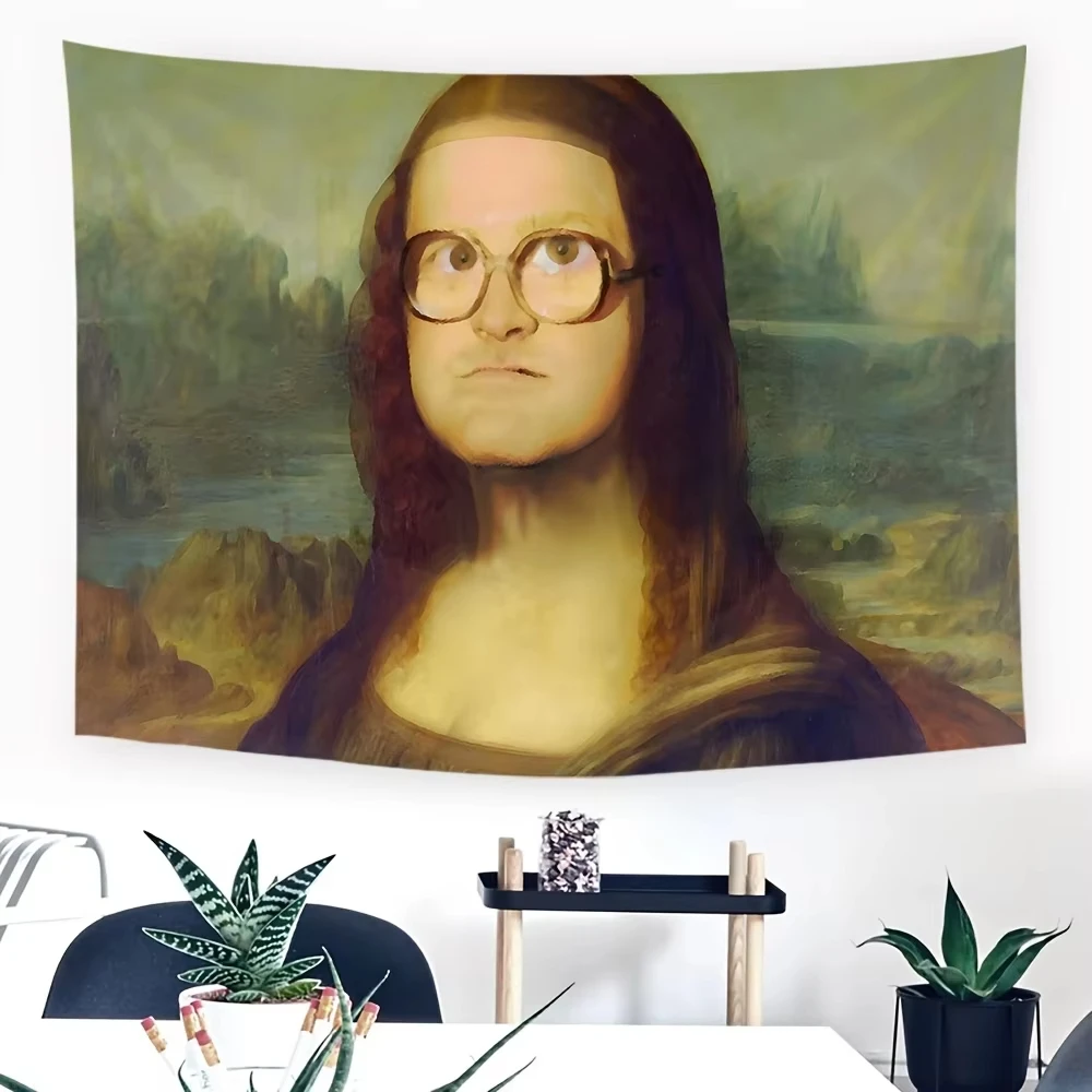 روح الدعابة الموناليزا محاكاة ساخرة نسيج فريد الفن ديكور المنزل الجدار الشنق مثالية لغرفة المعيشة/غرفة النوم لإضافة متعة فيبي #6