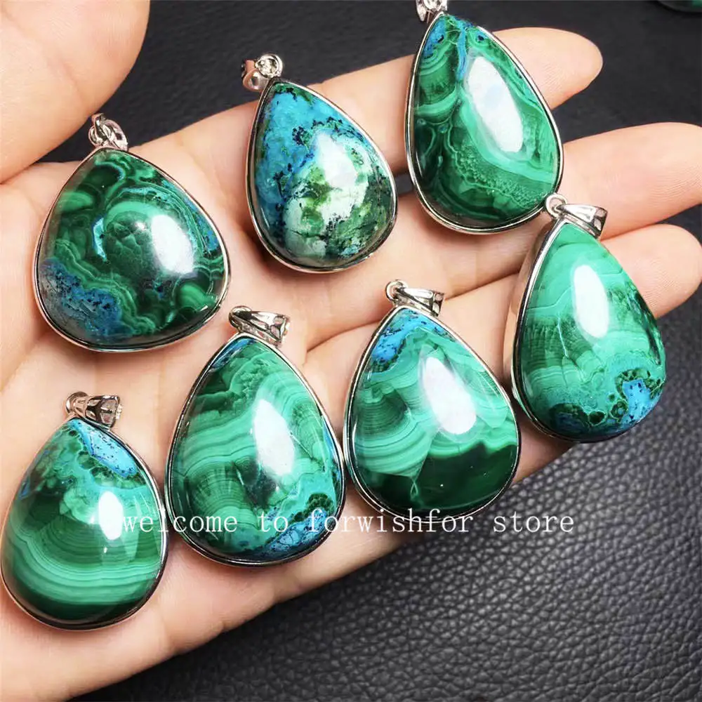 Natural Raw Ore Malachite Drop Pendant With Eye Pattern Beautiful Drop-shaped Diy Necklace Pendant Accessories