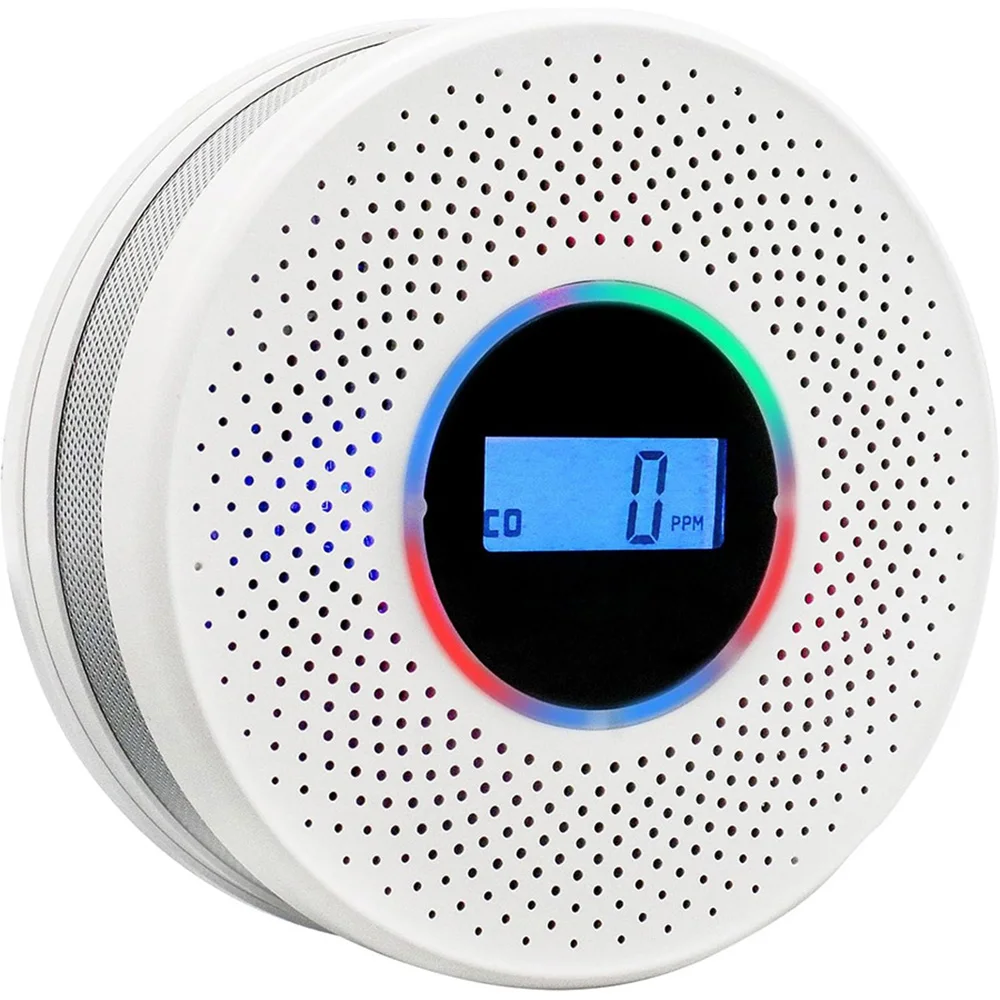 Smoke Detector Carbon Monoxide Detector Combo with Digital Display and Sound Light Alarm, 2-in-1 Smoke & CO Alarm with Battery O