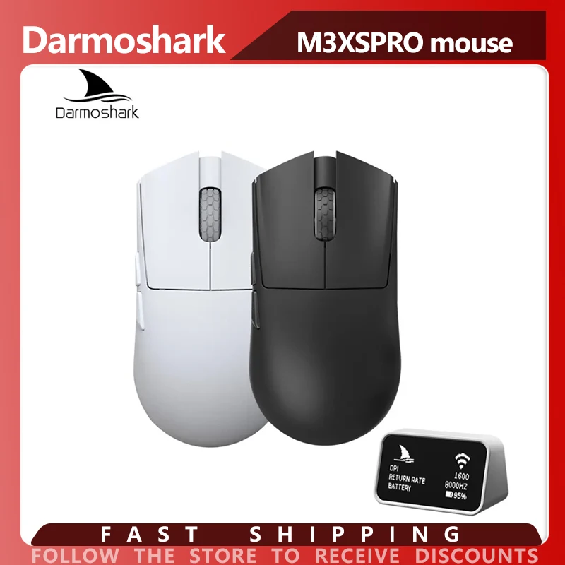 

Игровая мышь Darmoshark M3 Micro Pro, беспроводная, 8K, трехрежимная, PAM3950, 30000 точек на дюйм, N52840, макроигровая, легкая, маленькая, ручная мышь